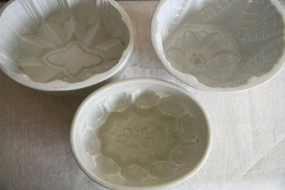 3 Antique White Blancmange Mould