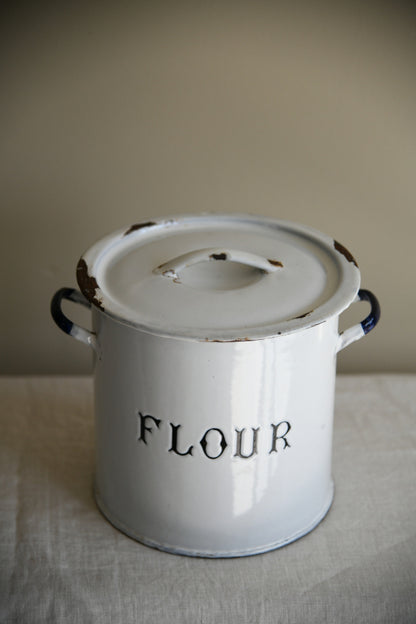 Vintage White Enamel Flour Bin