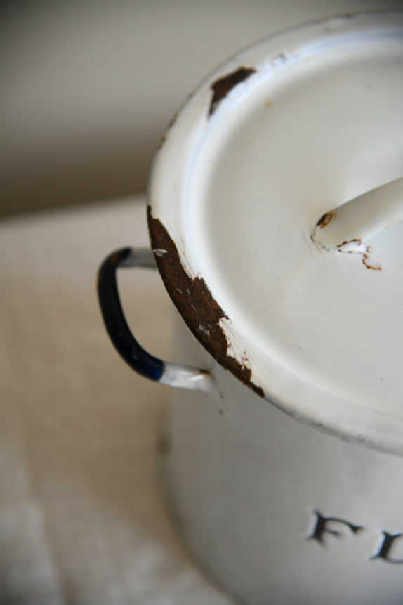 Vintage White Enamel Flour Bin