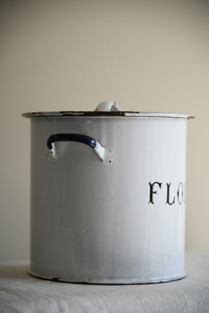 Vintage White Enamel Flour Bin