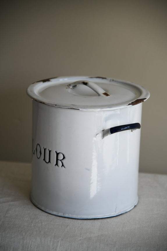 Vintage White Enamel Flour Bin