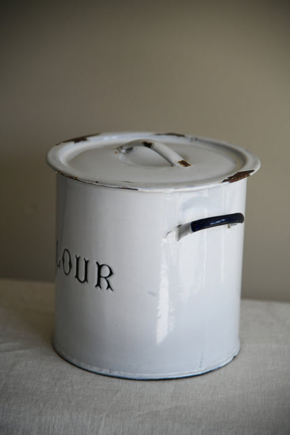 Vintage White Enamel Flour Bin