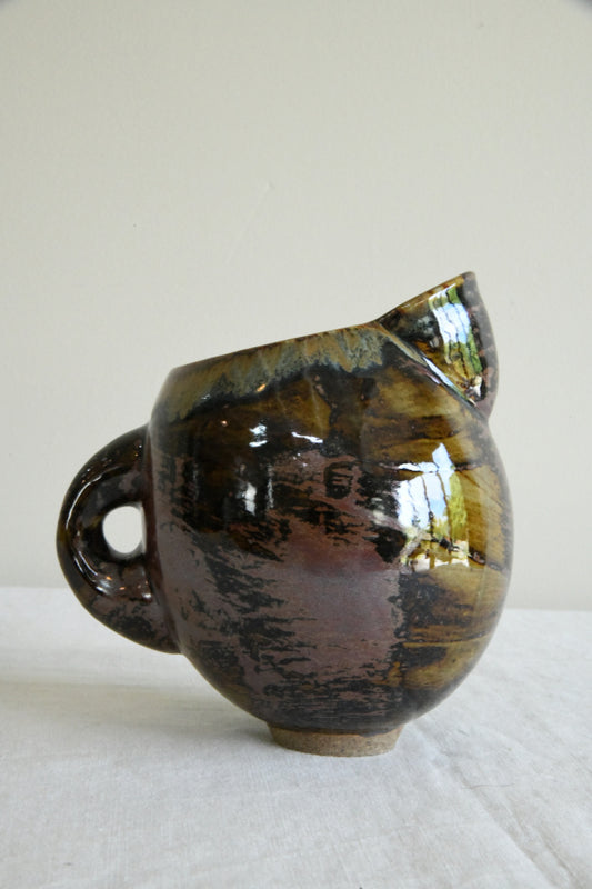 Vintage Glazed Pottery Jug