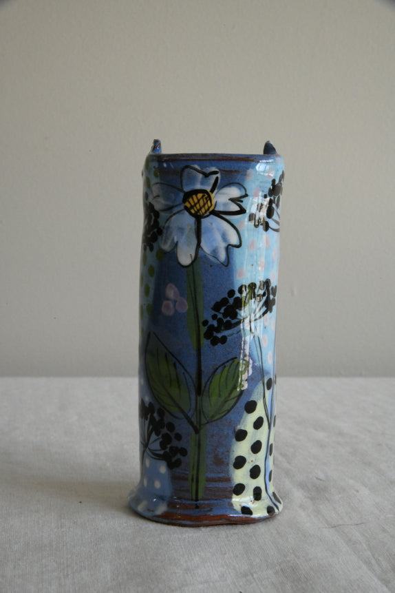 Blue Floral Glazed Vase