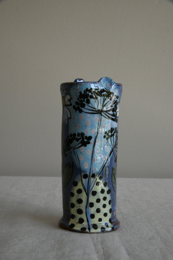 Blue Floral Glazed Vase