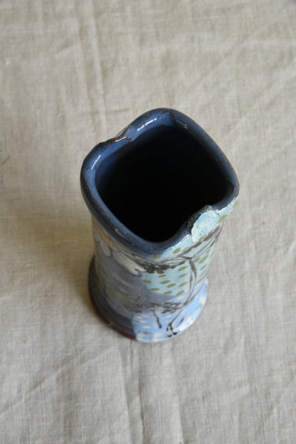 Blue Floral Glazed Vase