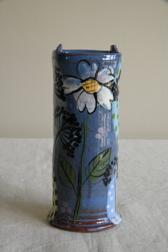 Blue Floral Glazed Vase