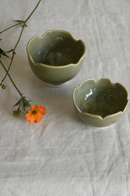 Pair Green Glazed Bowls