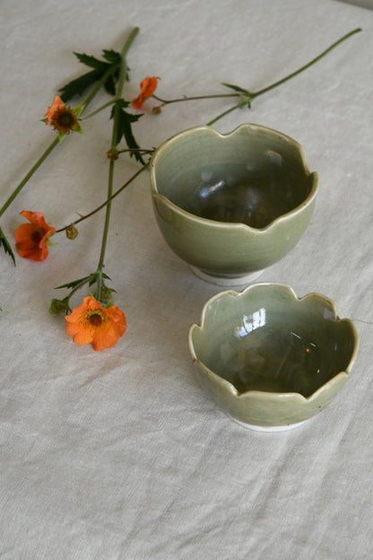 Pair Green Glazed Bowls