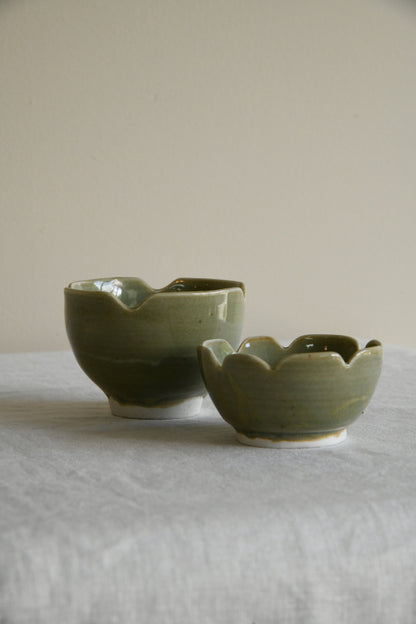 Pair Green Glazed Bowls