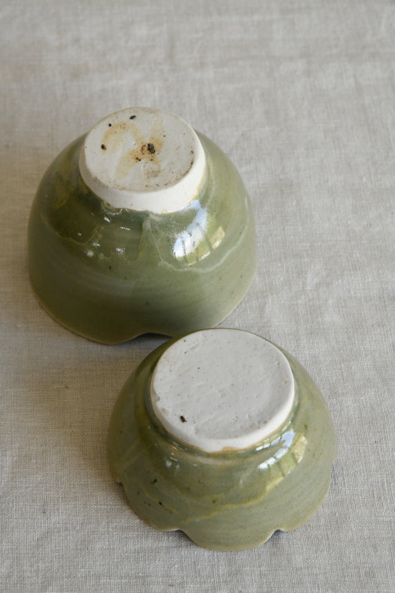 Pair Green Glazed Bowls