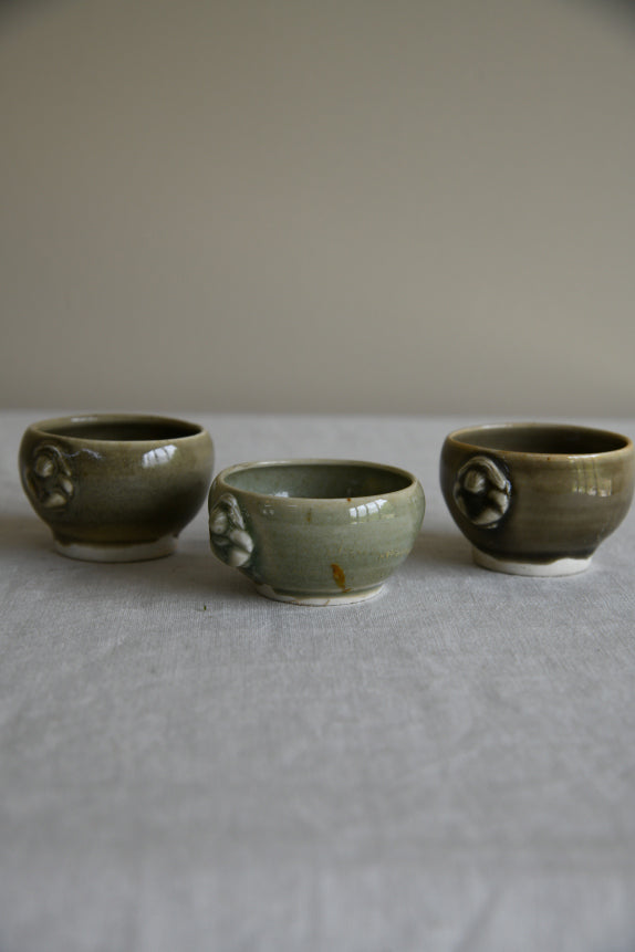 3 Oriental Style Green Glazed Bowls