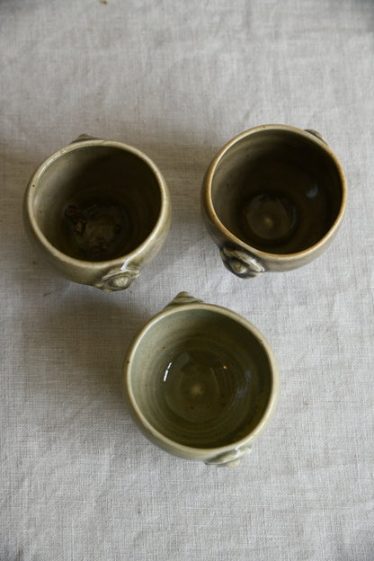 3 Oriental Style Green Glazed Bowls