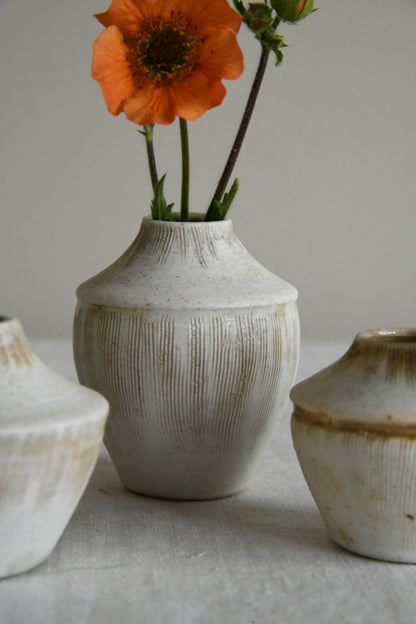 3 Small Cream Glazed Pots