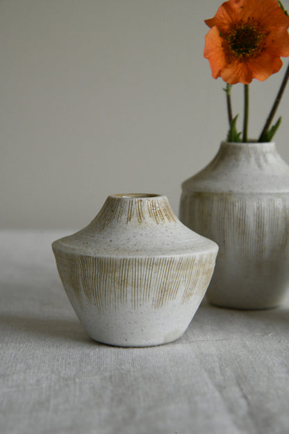 3 Small Cream Glazed Pots