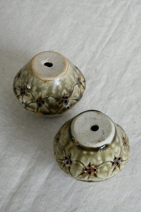 Pair Vintage Glazed Pottery Pots