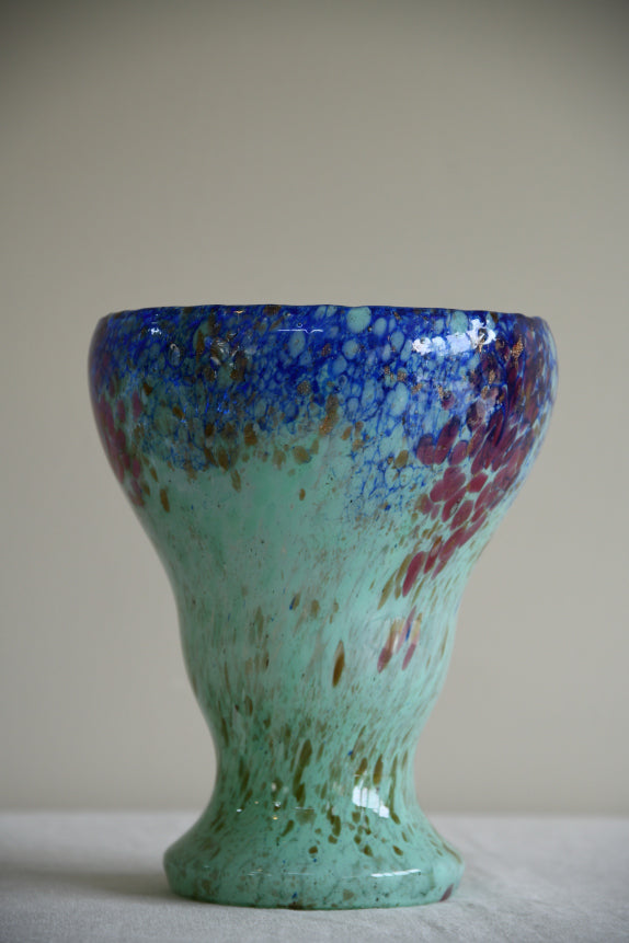 Blue & Green Mottled Glass Vase