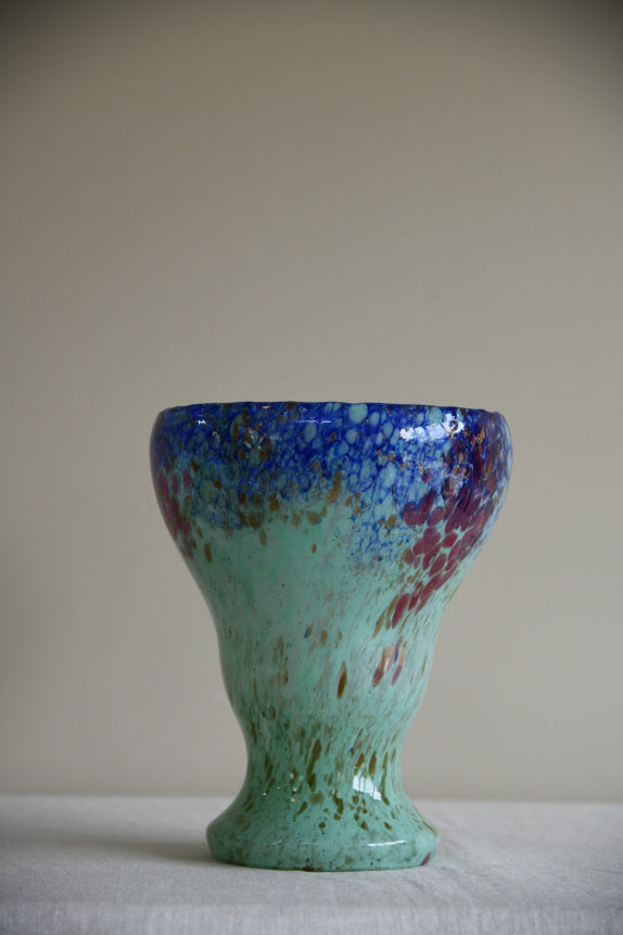 Blue & Green Mottled Glass Vase