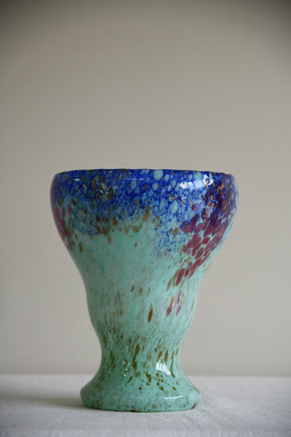 Blue & Green Mottled Glass Vase