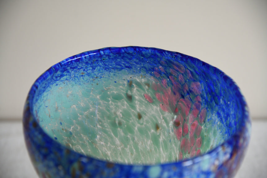 Blue & Green Mottled Glass Vase