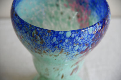 Blue & Green Mottled Glass Vase