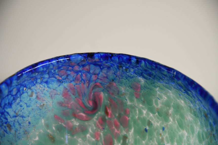 Blue & Green Mottled Glass Vase