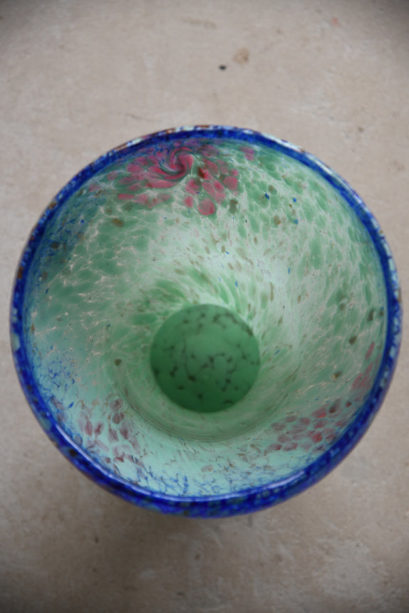 Blue & Green Mottled Glass Vase