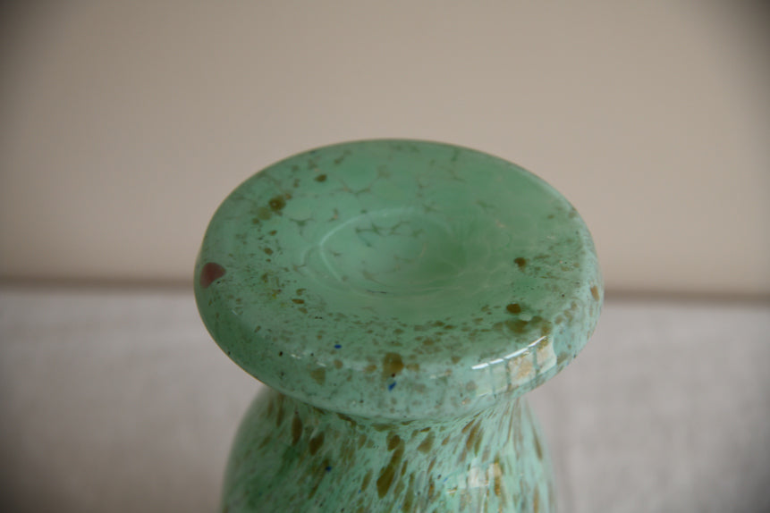 Blue & Green Mottled Glass Vase