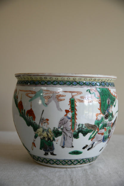 Antique Chinese Famille Verte Porcelain Fish Bowl