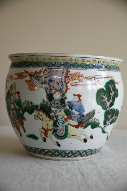 Antique Chinese Famille Verte Porcelain Fish Bowl