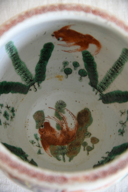 Antique Chinese Famille Verte Porcelain Fish Bowl