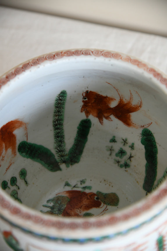 Antique Chinese Famille Verte Porcelain Fish Bowl