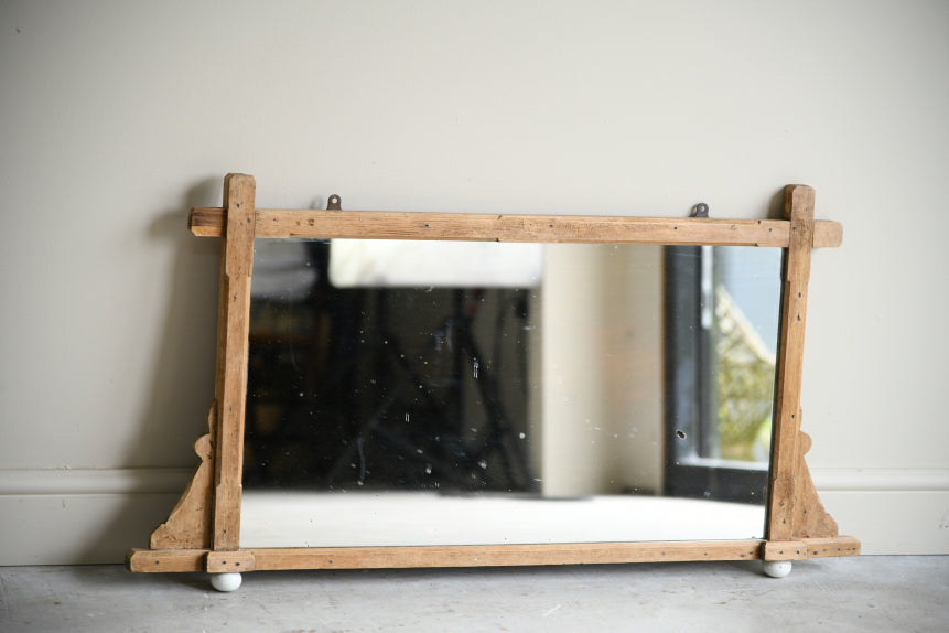 Antique Small Pine Overmantle Mirror