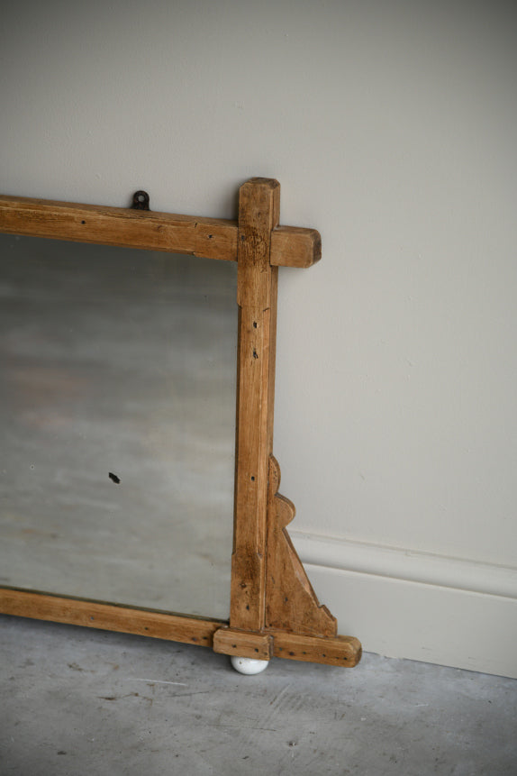 Antique Small Pine Overmantle Mirror