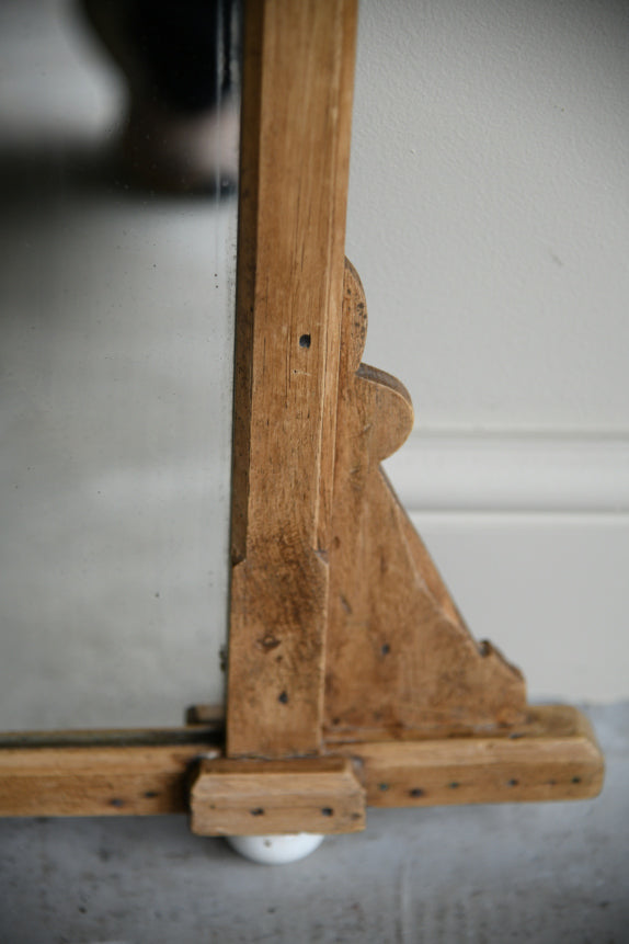 Antique Small Pine Overmantle Mirror