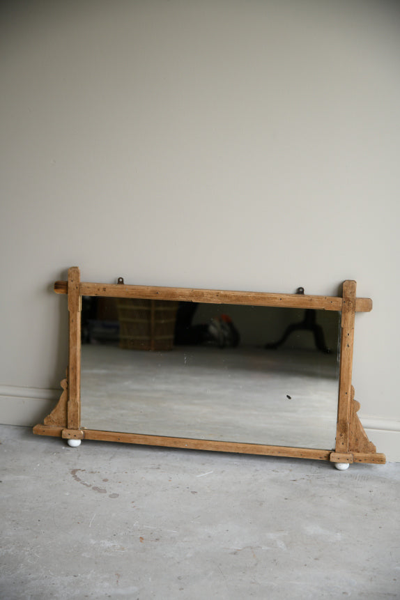 Antique Small Pine Overmantle Mirror