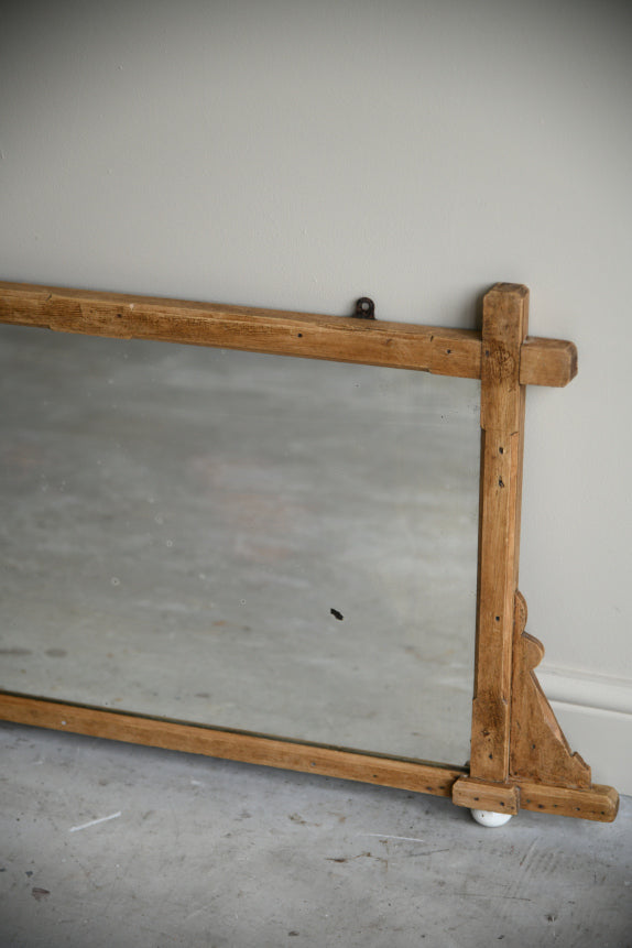 Antique Small Pine Overmantle Mirror