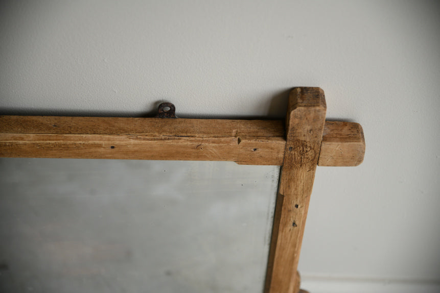 Antique Small Pine Overmantle Mirror