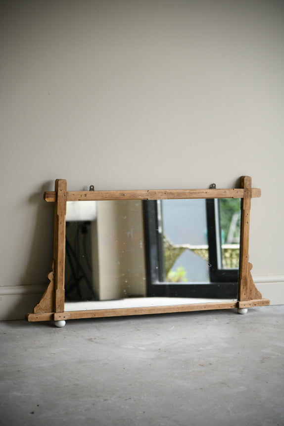 Antique Small Pine Overmantle Mirror