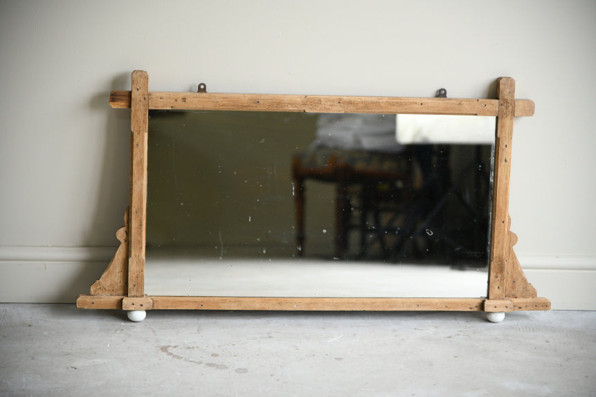 Antique Small Pine Overmantle Mirror