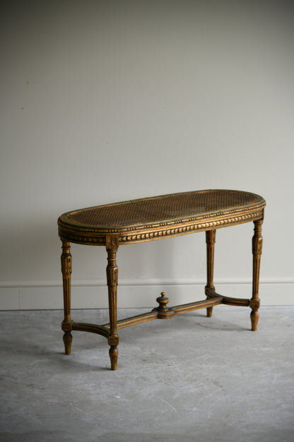 Early 20th Century French Gilt Wood Cane Stool