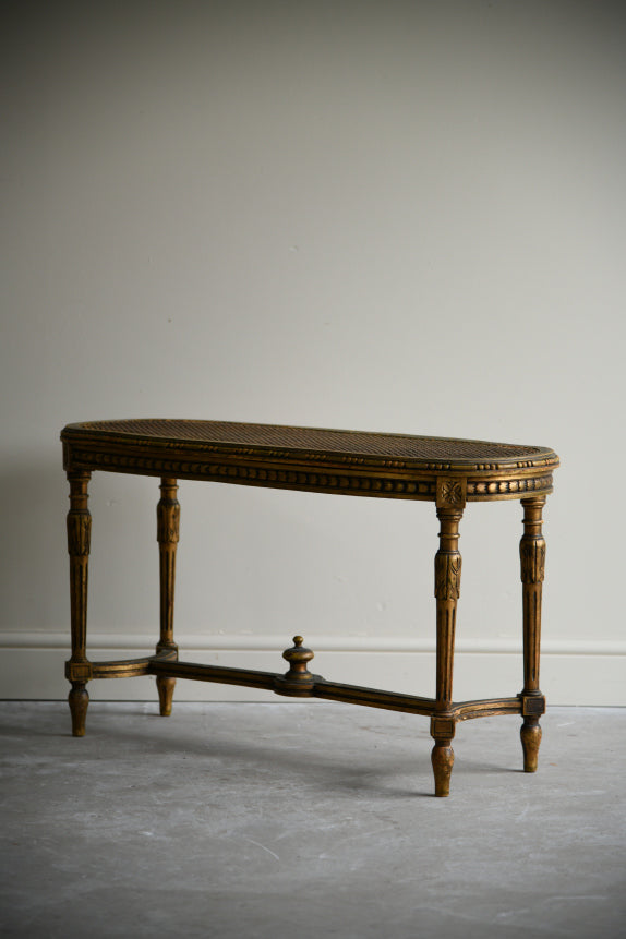 Early 20th Century French Gilt Wood Cane Stool