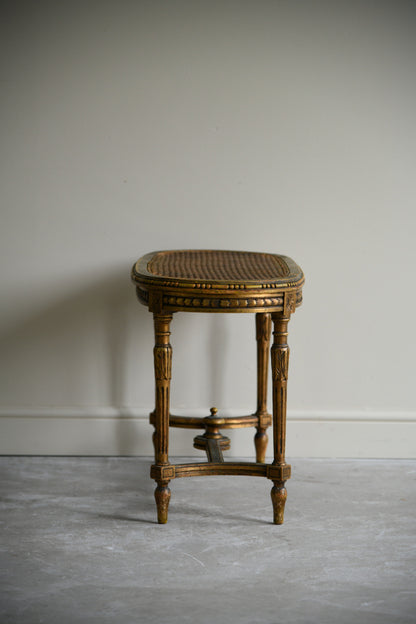 Early 20th Century French Gilt Wood Cane Stool