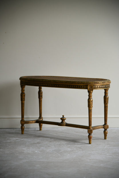 Early 20th Century French Gilt Wood Cane Stool