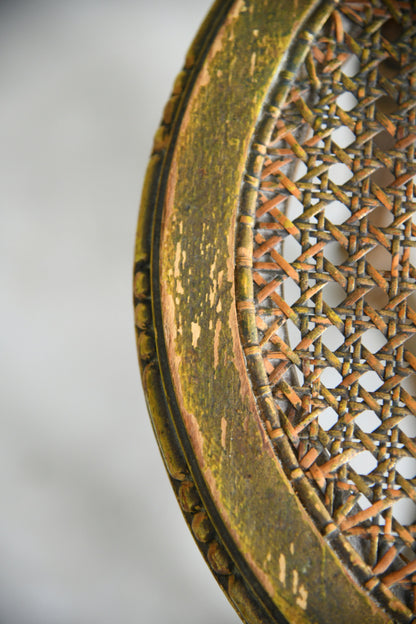 Early 20th Century French Gilt Wood Cane Stool