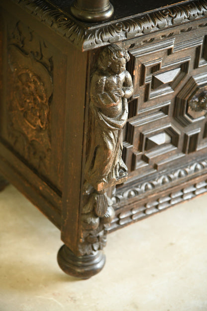 Antique 17th Century Style Carved Oak Buffet Cupboard