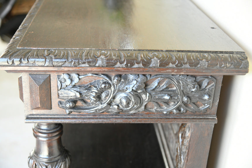 Antique 17th Century Style Carved Oak Buffet Cupboard