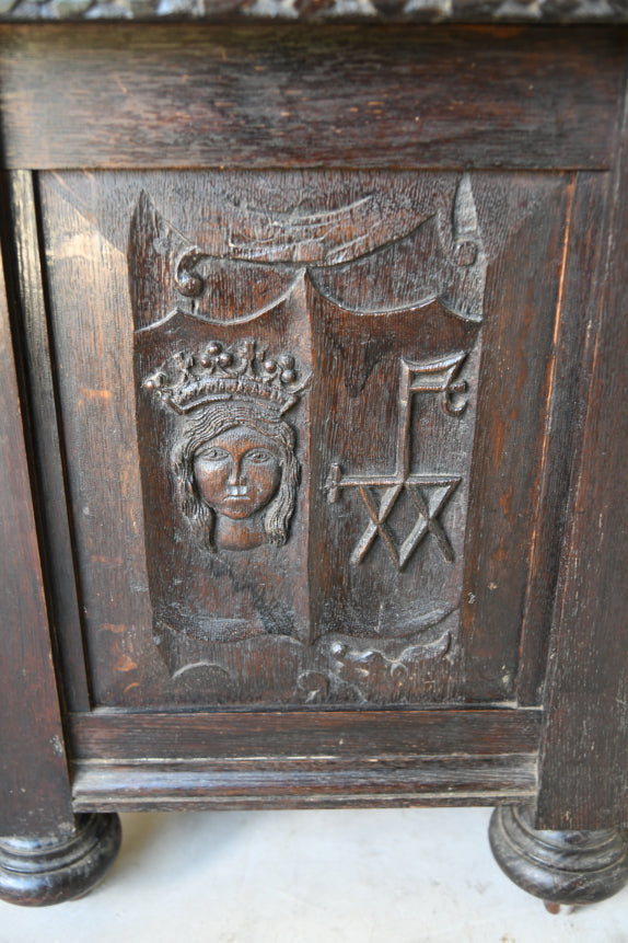 Antique 17th Century Style Carved Oak Buffet Cupboard