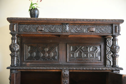 Antique 17th Century Style Carved Oak Buffet Cupboard