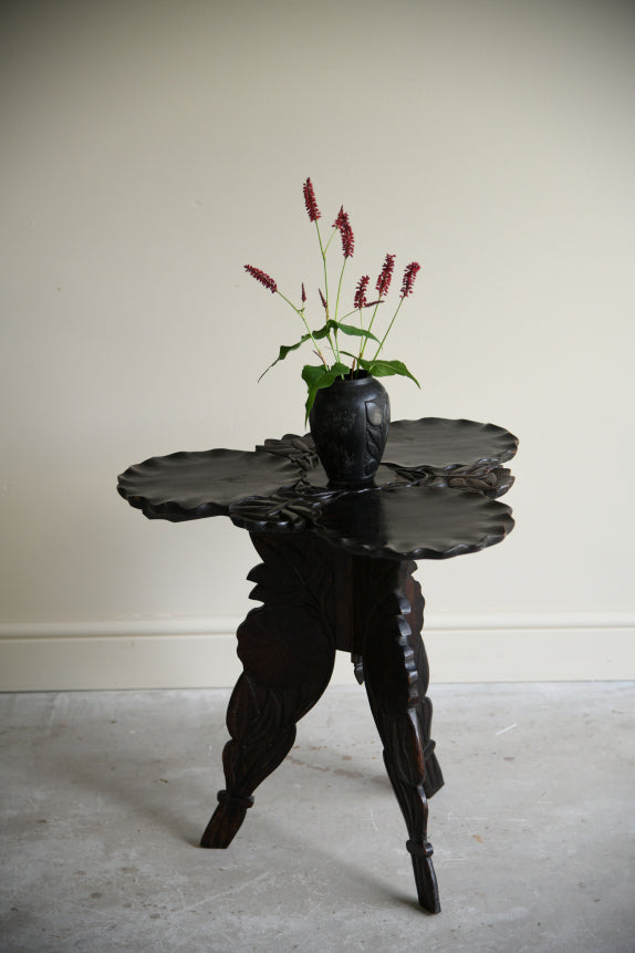 Vintage Carved Lily Pad Occasional Table